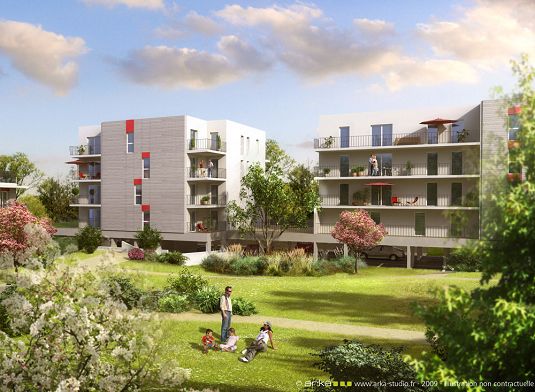 Vue sur Plot 1 et 2 côté jardin