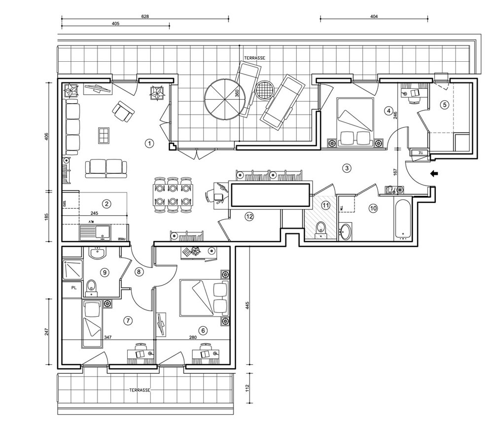 plan appartement en etoile